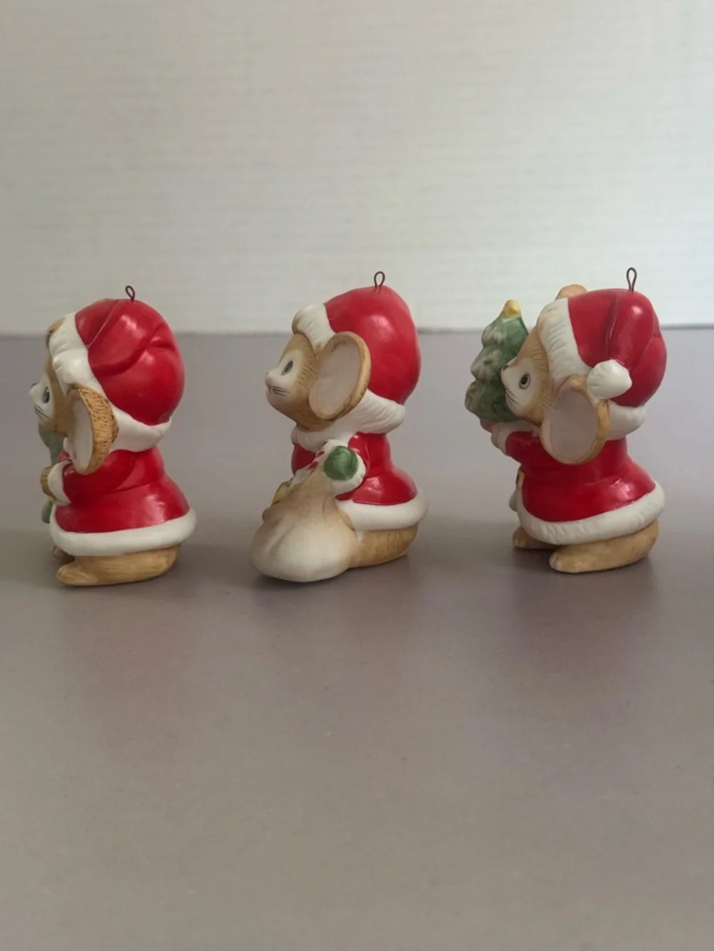 Homco Set of 3 Santa Mouse Christmas Ornaments in Red, White and Green - Picture 6 of 8